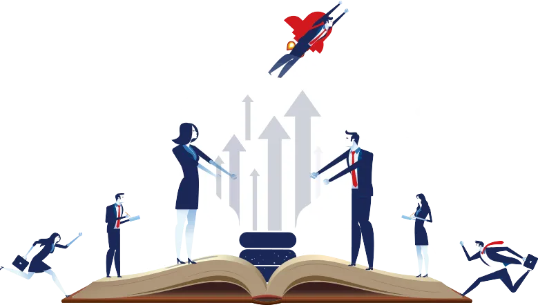 A growth scene rising from an open book